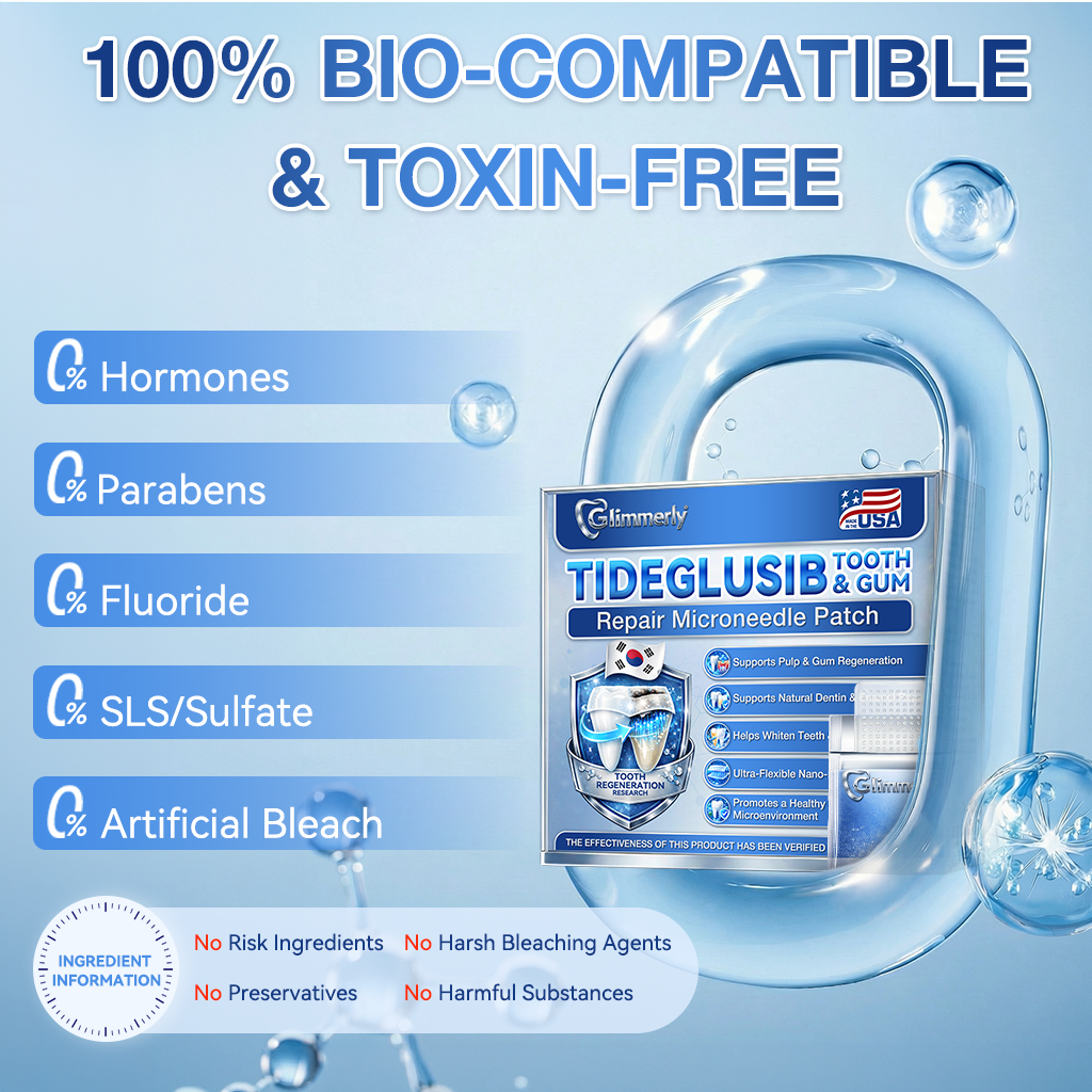 🌻𝐆𝐥𝐢𝐦𝐦𝐞𝐫𝐥𝐲® 🦷 Parche de microagujas con Tideglusib para la reparación de dientes y encías  3.0