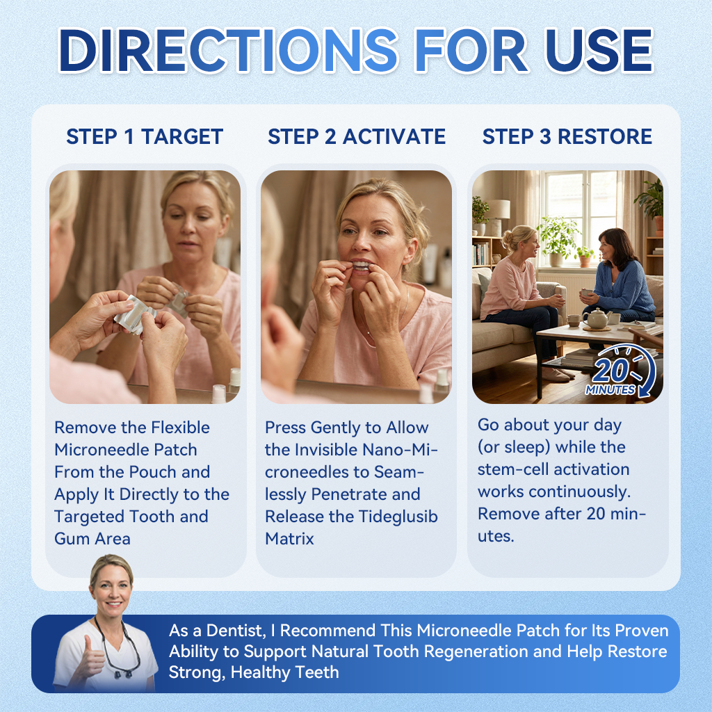 🌻𝐆𝐥𝐢𝐦𝐦𝐞𝐫𝐥𝐲® 🦷 Parche de microagujas con Tideglusib para la reparación de dientes y encías  3.0