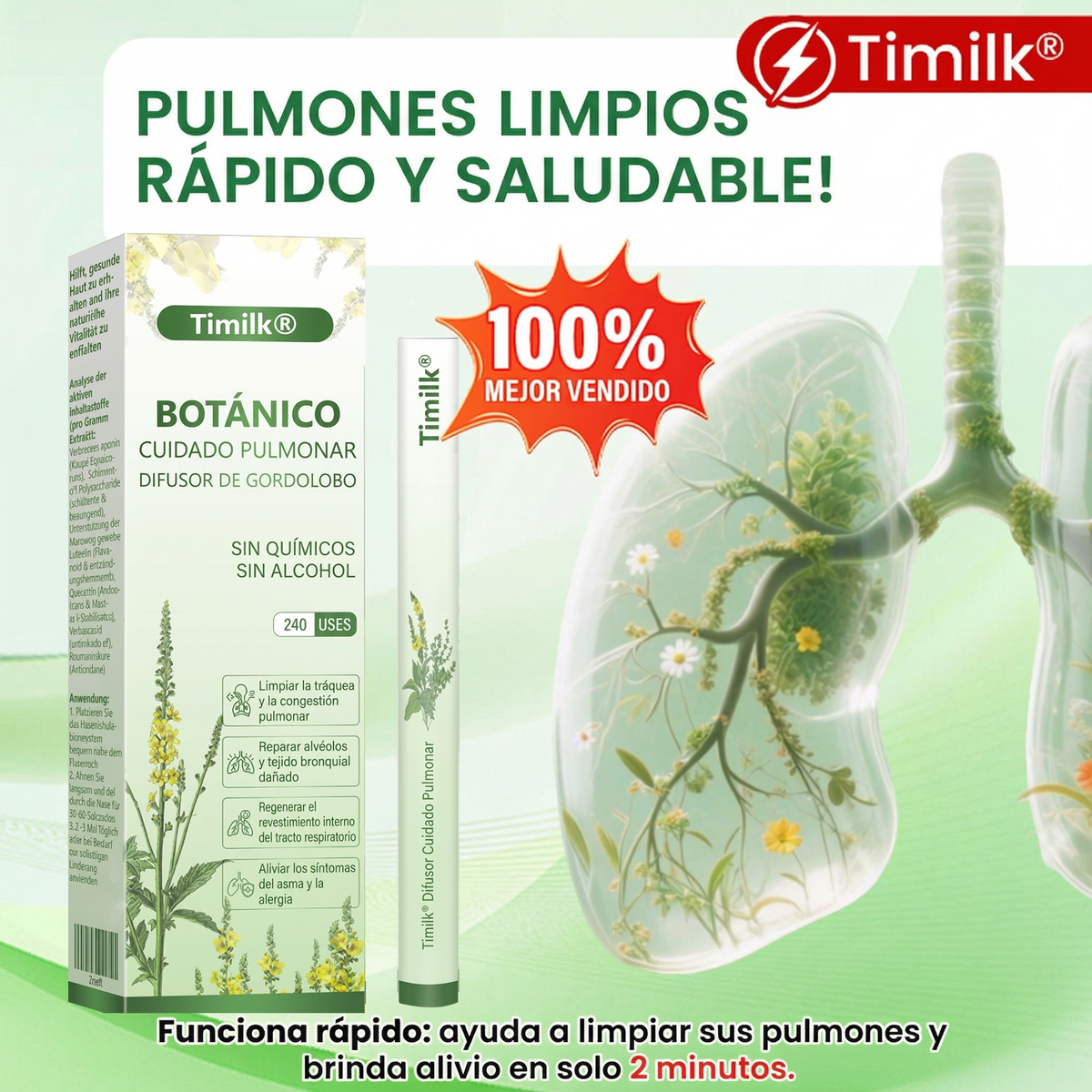 🫛Timilk®BOTÁNICO CUIDADO PULMONAR DIFUSOR DE GORDOLOBO