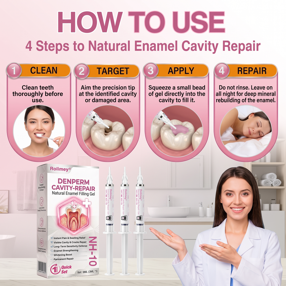 Rolimey® DenPerm Cavity-Repair Natural Enamel Filling Gel💧